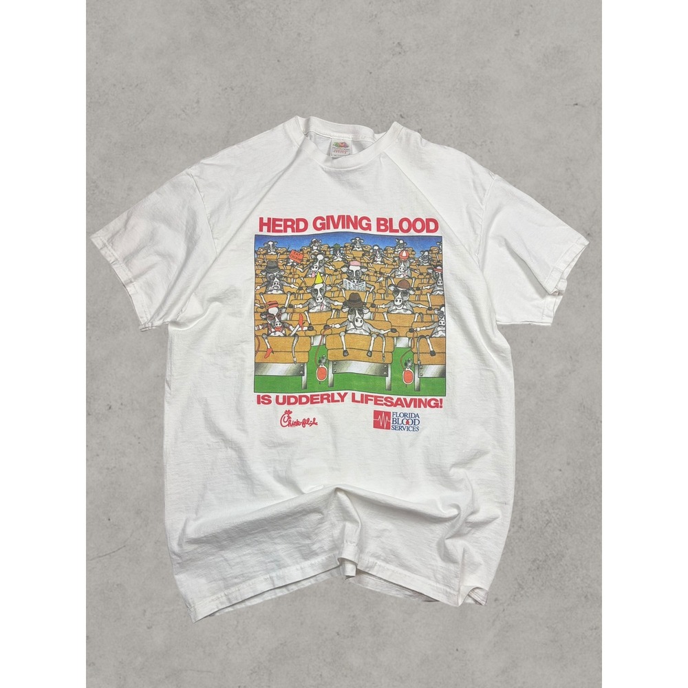Chick-fil-A Florida Blood Services Cow Graphic T-Shirt Fruit of the Loom XL